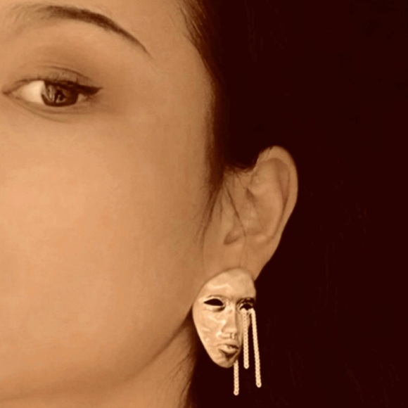 “Phantom of Opera” Gold Theatre Masquerade War Mask Sons of Harpy Tragedy Studs - Picture 4 of 16